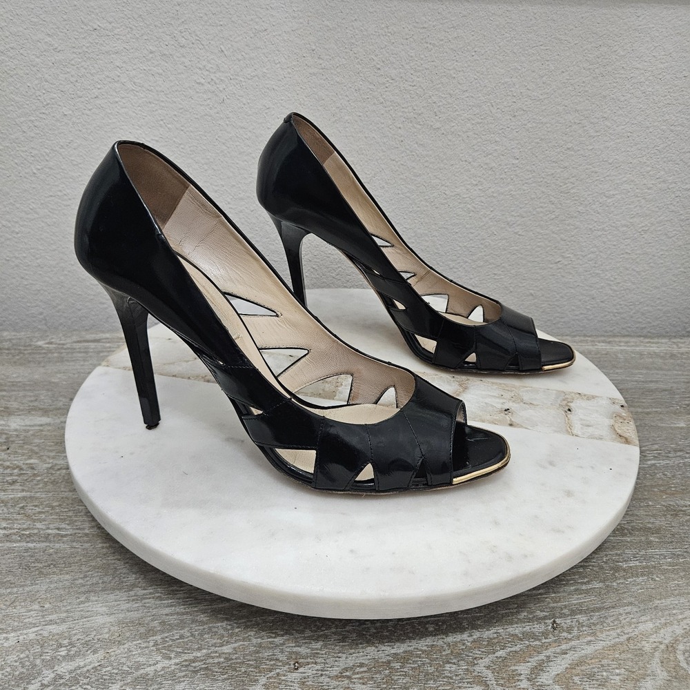 Jimmy Choo Black Gold Trim Pumps Heels Sz 40 US 10